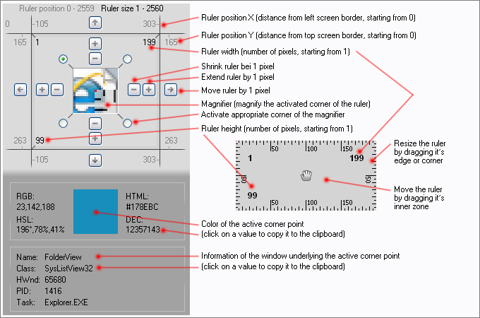 Screen Ruler 2D is a pixel ruler for the desktop which measures in 2 dimensions. wonderful Screen Shot