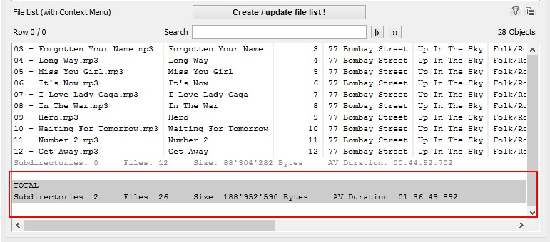 Show Total Number, Size and Duration of MP3 Files 