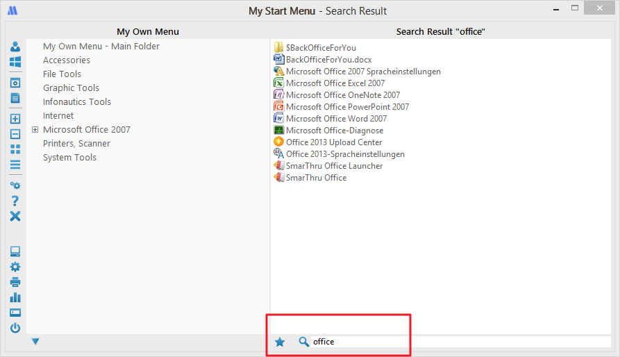 Fast Search Function of My Start Menu For Windows